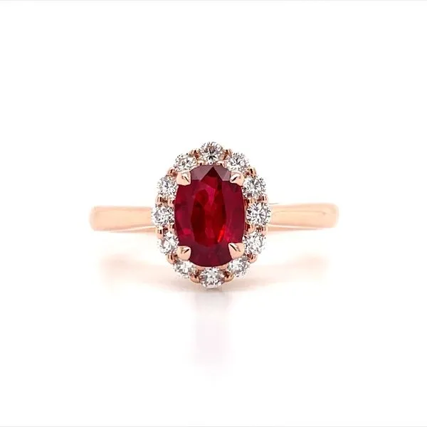 14K Rose Gold 1.02 Ct Oval Ruby Ring with Diamonds Franzetti Jewelers Austin, TX