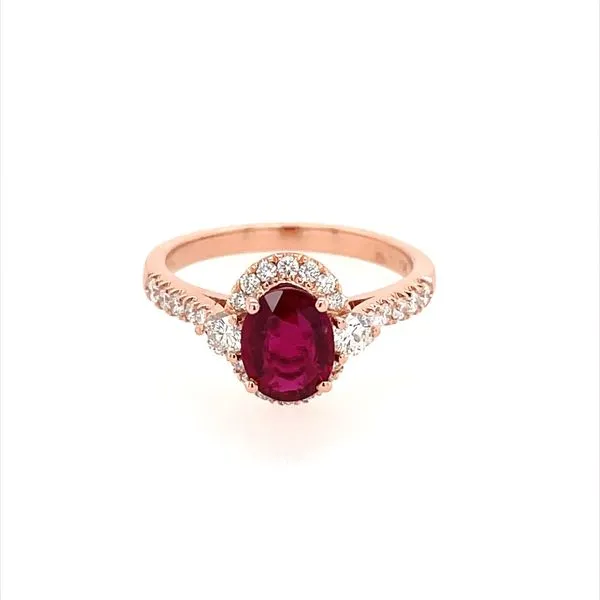 14K Rose Gold 1 Ct Oval Ruby & Diamond Ring Image 3 Franzetti Jewelers Austin, TX