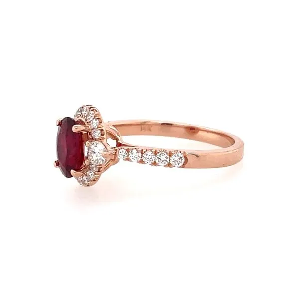 14K Rose Gold 1 Ct Oval Ruby & Diamond Ring Image 4 Franzetti Jewelers Austin, TX