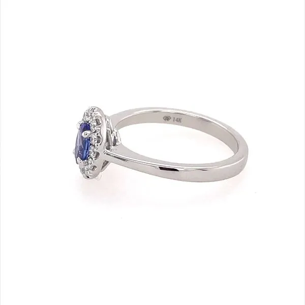 14KW Gold 6x4 mm Oval Tanzanite & 12 Diamond Ring Image 3 Franzetti Jewelers Austin, TX