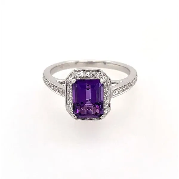 14KW Gold Amethyst & Diamond Ring Image 2 Franzetti Jewelers Austin, TX