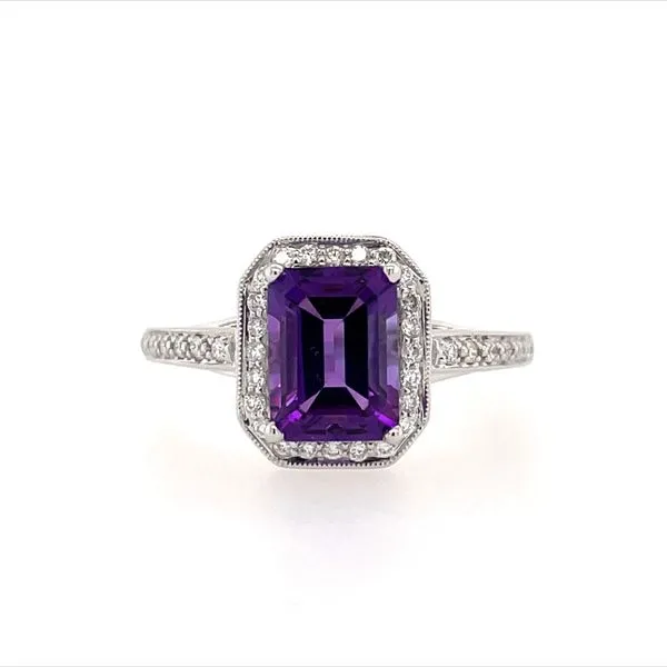 14KW Gold Amethyst & Diamond Ring Franzetti Jewelers Austin, TX