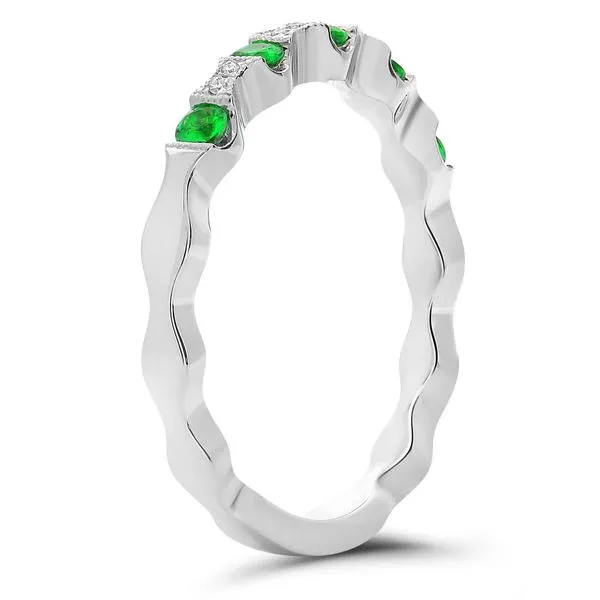14KW Gold Tsavorite & Diamond Milgrain Band Image 2 Franzetti Jewelers Austin, TX