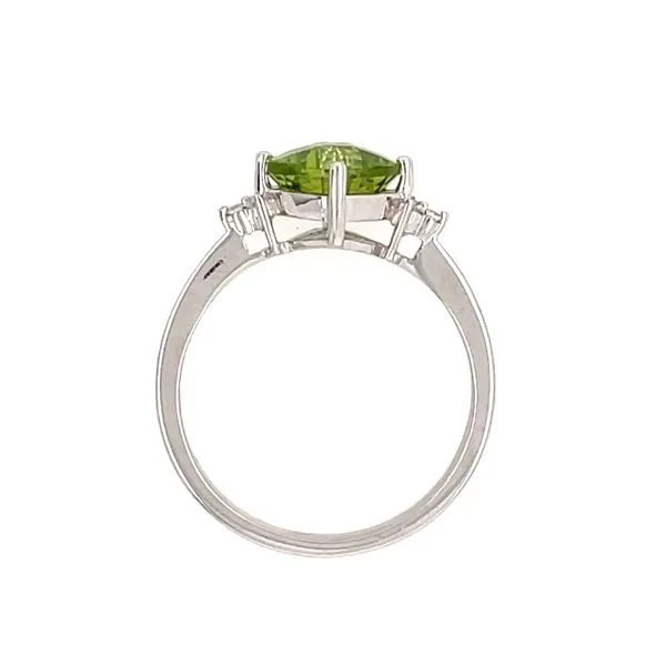 14KW Gold 7 x 7 mm Cushion Peridot & 6 Diamond Ring Image 4 Franzetti Jewelers Austin, TX