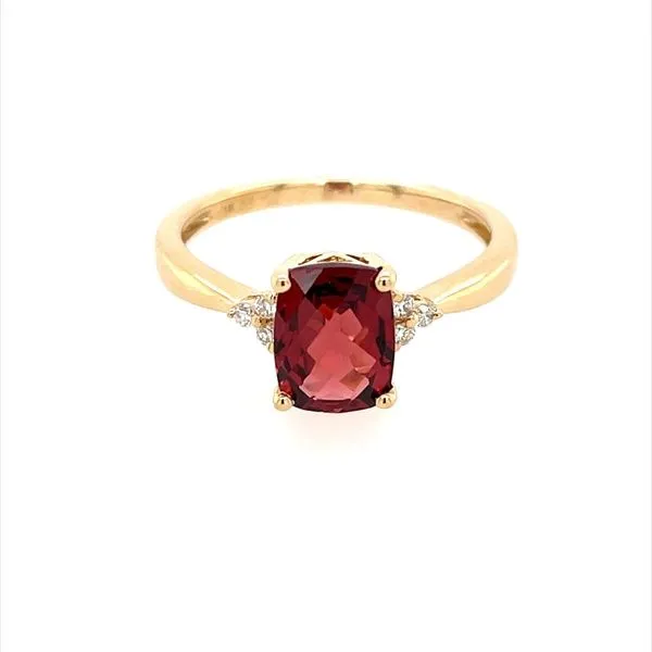 14KY Gold 8 x 6 mm Rectangular Cushion Garnet & 6 Diamond Ring Image 3 Franzetti Jewelers Austin, TX