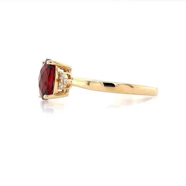 14KY Gold 8 x 6 mm Rectangular Cushion Garnet & 6 Diamond Ring Image 4 Franzetti Jewelers Austin, TX