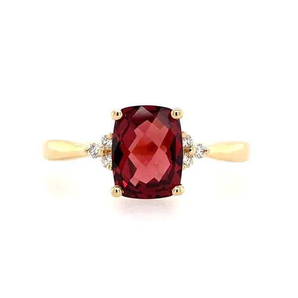 14KY Gold 8 x 6 mm Rectangular Cushion Garnet & 6 Diamond Ring Franzetti Jewelers Austin, TX