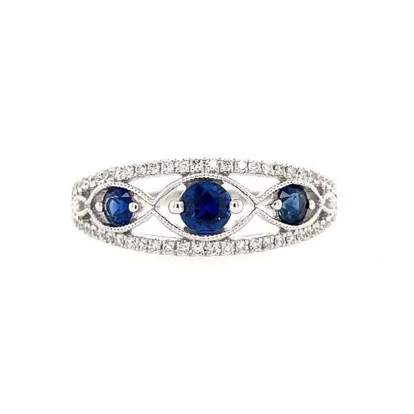 14KW Gold 3 Blue Sapphire Ring with Diamonds Franzetti Jewelers Austin, TX