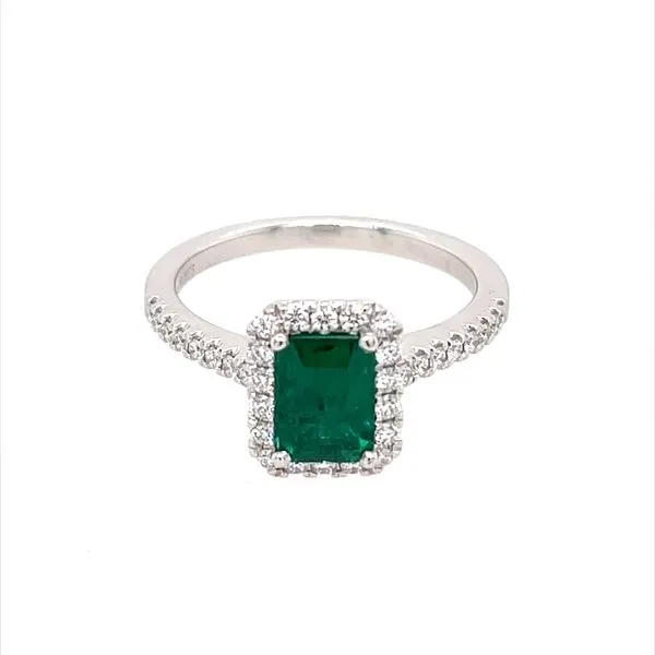 18KW Gold Ring with 0.96 Ct Columbian Emerald & Diamonds - Muzo Image 3 Franzetti Jewelers Austin, TX