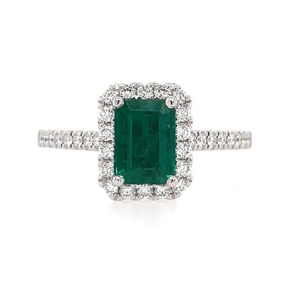 18KW Gold Ring with 0.96 Ct Columbian Emerald & Diamonds - Muzo Franzetti Jewelers Austin, TX