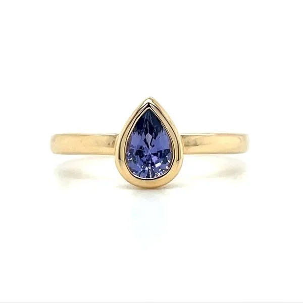 14KY Gold Bezel Set Pear Shape Purple Sapphire Ring Franzetti Jewelers Austin, TX