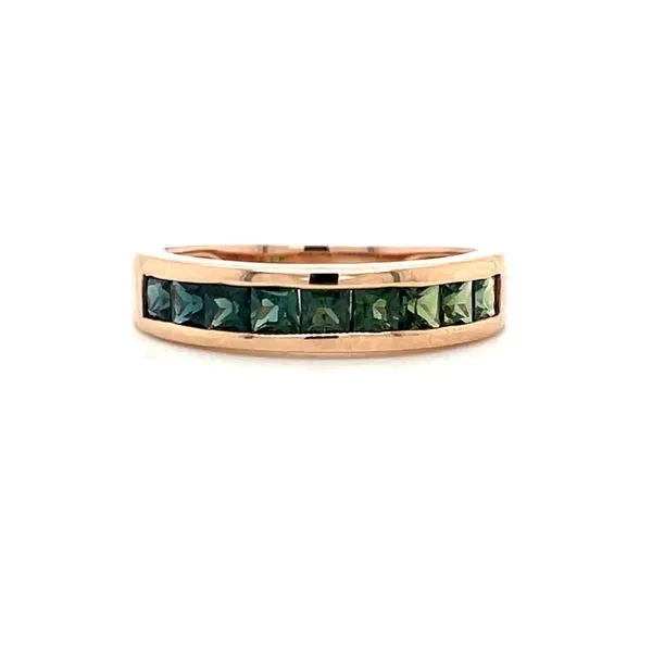 14KR Gold Teal to Green Sapphire Channel Set Band Franzetti Jewelers Austin, TX