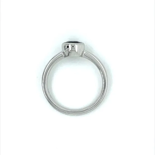 14KW Gold Bezel Set Round Blue-Teal Sapphire Ring Image 4 Franzetti Jewelers Austin, TX