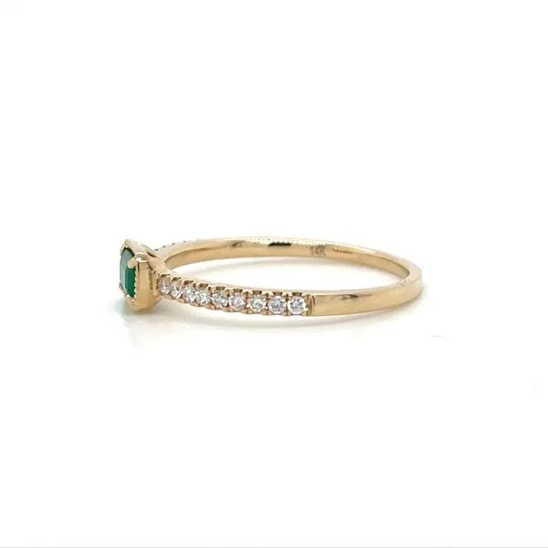14KY Gold Ring with East-to-West Set Green Emerald & Diamonds Image 5 Franzetti Jewelers Austin, TX