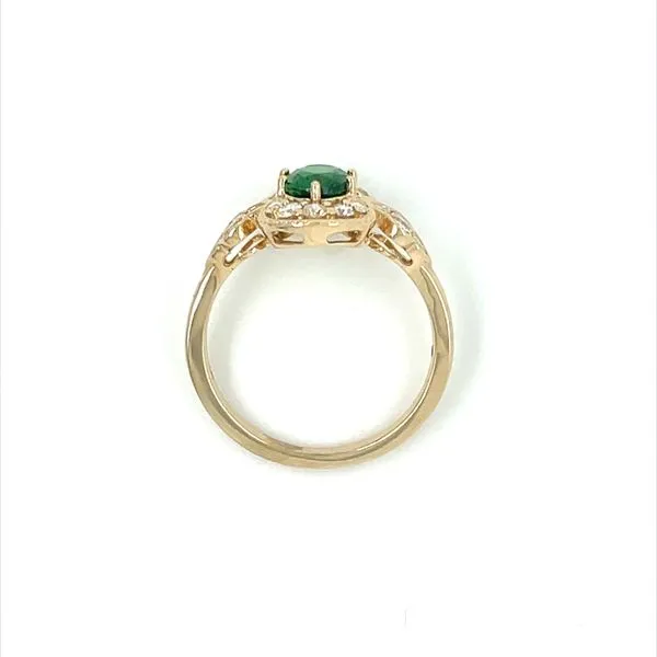 14K Yellow Gold Ring with 1 Ct Green Tsavorite & Diamonds Image 4 Franzetti Jewelers Austin, TX