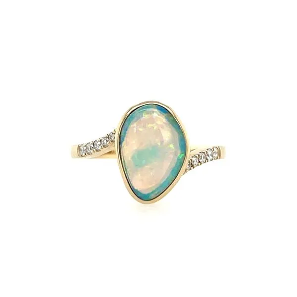14K Yellow Gold Ring with Opal & Diamonds Franzetti Jewelers Austin, TX