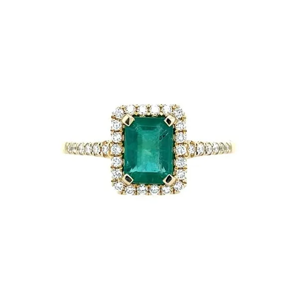 14KY Gold Emerald Shape Emerald Ring with Diamonds Franzetti Jewelers Austin, TX