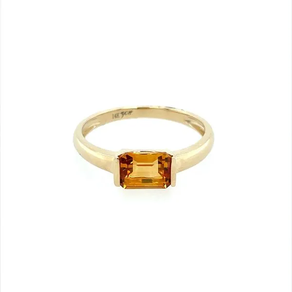 14KY Gold Emerald Shape Citrine Ring Image 3 Franzetti Jewelers Austin, TX