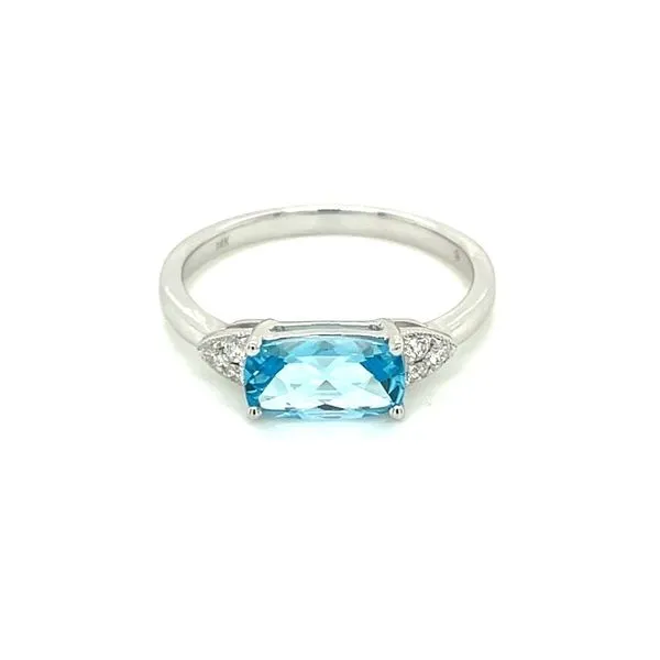14KW Gold Blue Topaz & Diamond Ring Image 3 Franzetti Jewelers Austin, TX
