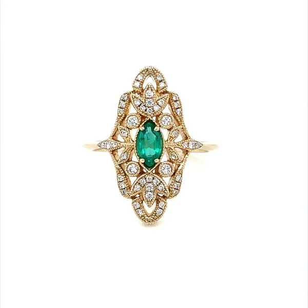 14KY Gold Marquise Shape Emerald & Diamond Ring Franzetti Jewelers Austin, TX