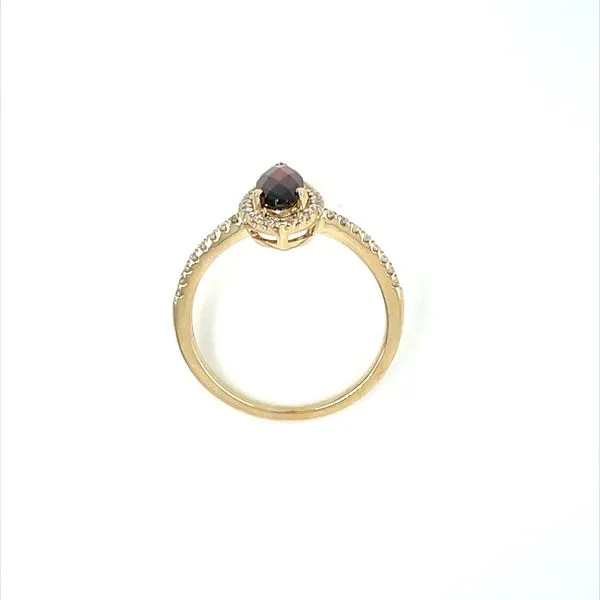 14KY Gold Pear Shape Garnet Ring with Diamonds Image 5 Franzetti Jewelers Austin, TX