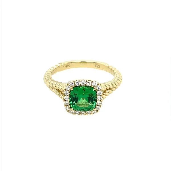 14KY Gold 1.45 Ct Tsavorite Garnet Ring with Diamonds Image 3 Franzetti Jewelers Austin, TX