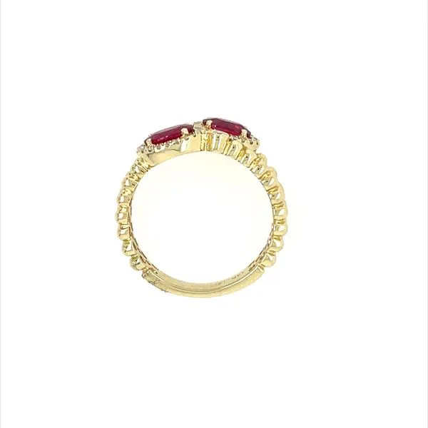 14KY Gold Two Oval Ruby Ring with Diamonds Image 5 Franzetti Jewelers Austin, TX