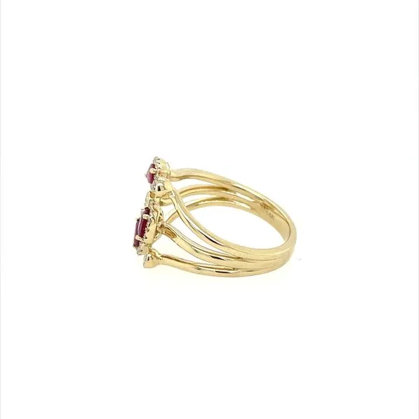 14KY Gold Three Ruby Ring with Diamonds Image 3 Franzetti Jewelers Austin, TX