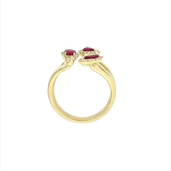 14KY Gold Three Ruby Ring with Diamonds Image 4 Franzetti Jewelers Austin, TX