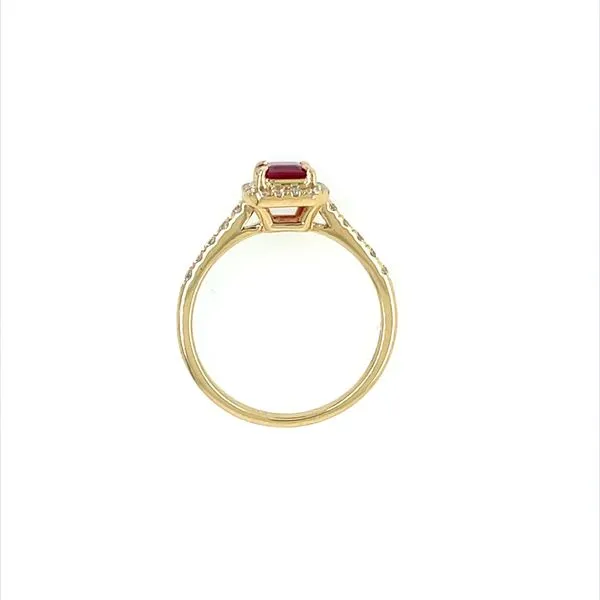 18KY Gold Emerald Shape Ruby Ring with Diamonds Image 4 Franzetti Jewelers Austin, TX