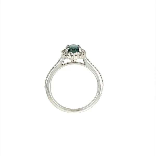 14KW Gold Oval 1.76 Ct Teal Sapphire Ring with Diamonds Image 5 Franzetti Jewelers Austin, TX