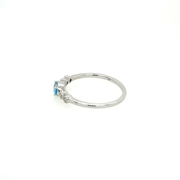 14KW Gold East-to-West Oval Blue Topaz Ring with Diamonds Image 3 Franzetti Jewelers Austin, TX