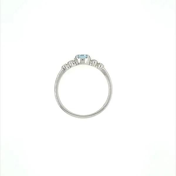 14KW Gold East-to-West Oval Blue Topaz Ring with Diamonds Image 4 Franzetti Jewelers Austin, TX