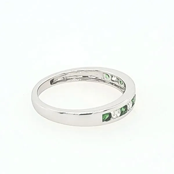 18KW Gold Green Garnet & Diamond Alternating Channel Set Band Image 4 Franzetti Jewelers Austin, TX