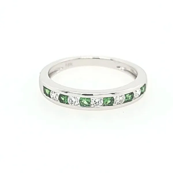 18KW Gold Green Garnet & Diamond Alternating Channel Set Band Franzetti Jewelers Austin, TX