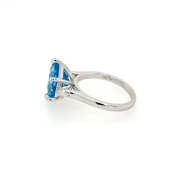18KW Gold Hexagon Blue Topaz & Diamond Ring Image 4 Franzetti Jewelers Austin, TX