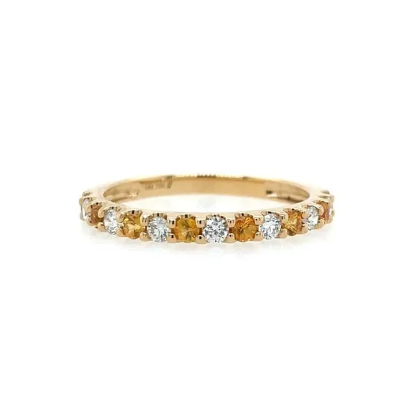 18KY Orange Sapphire & Diamond Alternating Shared Prong Band Franzetti Jewelers Austin, TX