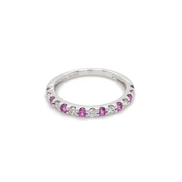18KW Pink Sapphire & Diamond Alternating Shared Prong Band Image 4 Franzetti Jewelers Austin, TX