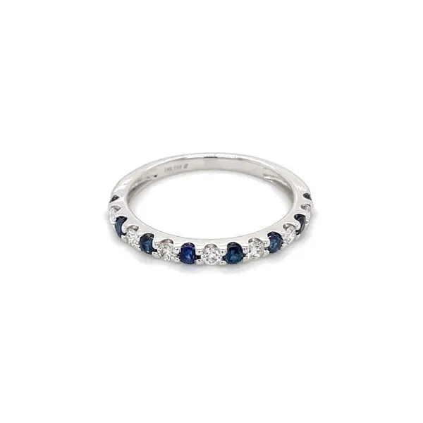18KW Blue Sapphire & Diamond Alternating Shared Prong Band Image 4 Franzetti Jewelers Austin, TX