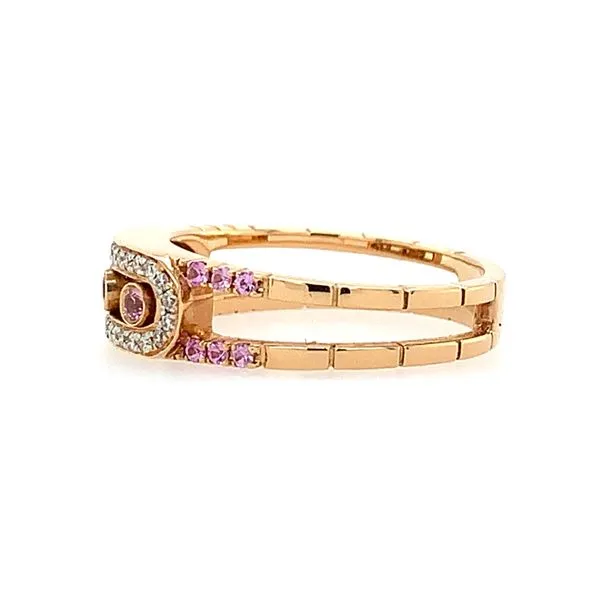 18KR Gold 3 Sliding Bezel Set Pink Sapphire Ring with Diamonds Image 3 Franzetti Jewelers Austin, TX