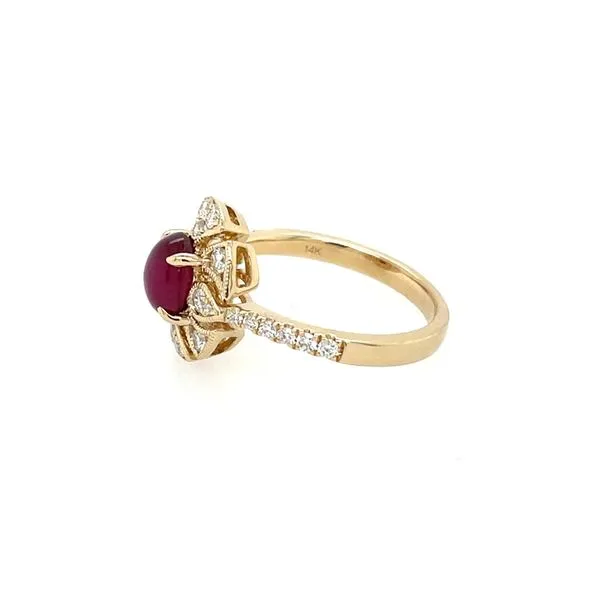 14KY Gold 1.69 Ct Cabochon Cut Oval Star Ruby Ring with Diamonds Image 4 Franzetti Jewelers Austin, TX