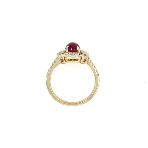 14KY Gold 1.69 Ct Cabochon Cut Oval Star Ruby Ring with Diamonds Image 5 Franzetti Jewelers Austin, TX