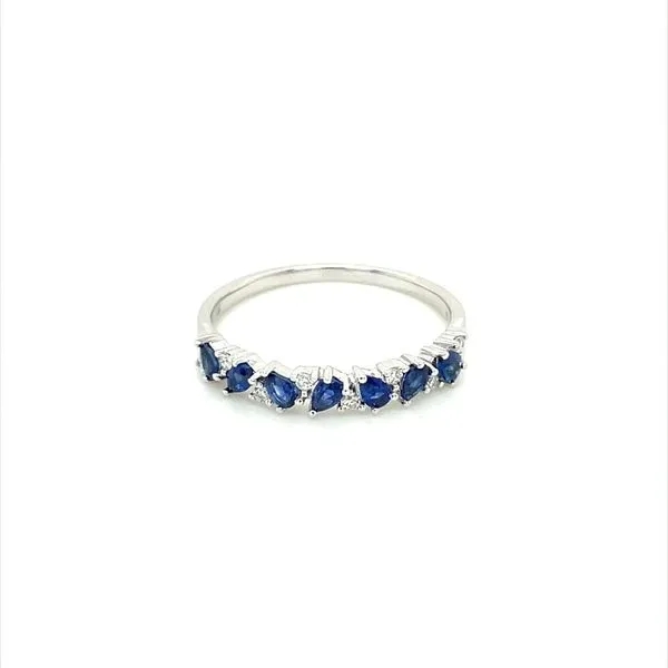 14KW Gold Tilted Pear Shape Sapphire & Diamond Band Image 3 Franzetti Jewelers Austin, TX