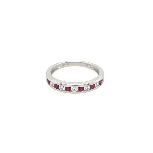 18KW Gold Ruby & Diamond Alternating Channel Set Band Image 4 Franzetti Jewelers Austin, TX