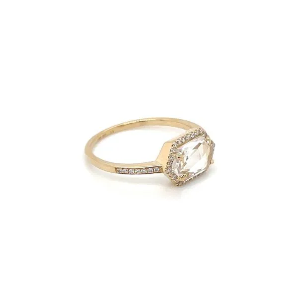 14KY Gold Hexagon White Topaz Ring with Diamonds Image 4 Franzetti Jewelers Austin, TX