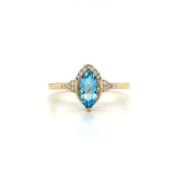 14KY Gold Marquise Blue Topaz Ring with Diamonds Franzetti Jewelers Austin, TX
