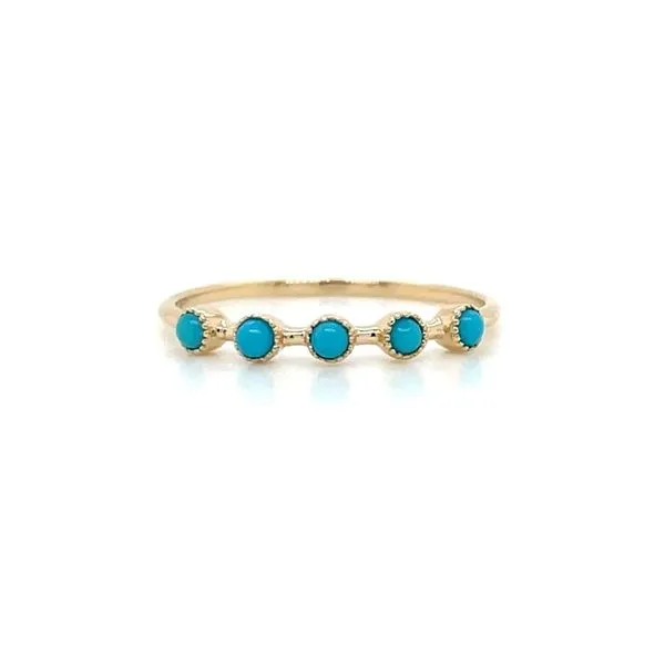 14K Yellow Gold 5 Bezel Set Turquoise Ring Franzetti Jewelers Austin, TX