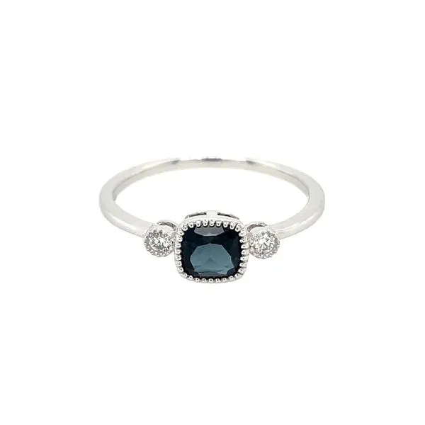14KW Gold Fanciful Petite London Blue Topaz & Diamond Ring Image 4 Franzetti Jewelers Austin, TX