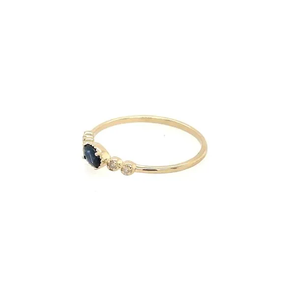 14KY Gold East-to-West Oval Sapphire Dainty Ring with Diamonds Image 3 Franzetti Jewelers Austin, TX