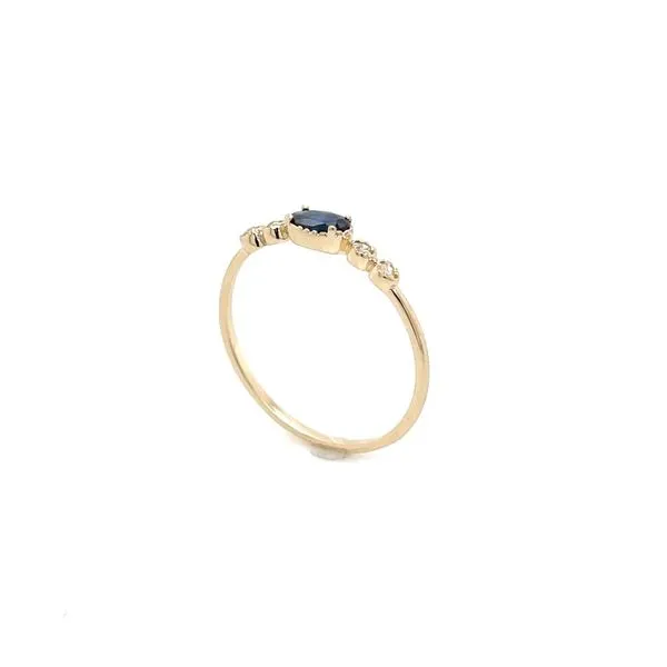 14KY Gold East-to-West Oval Sapphire Dainty Ring with Diamonds Image 5 Franzetti Jewelers Austin, TX